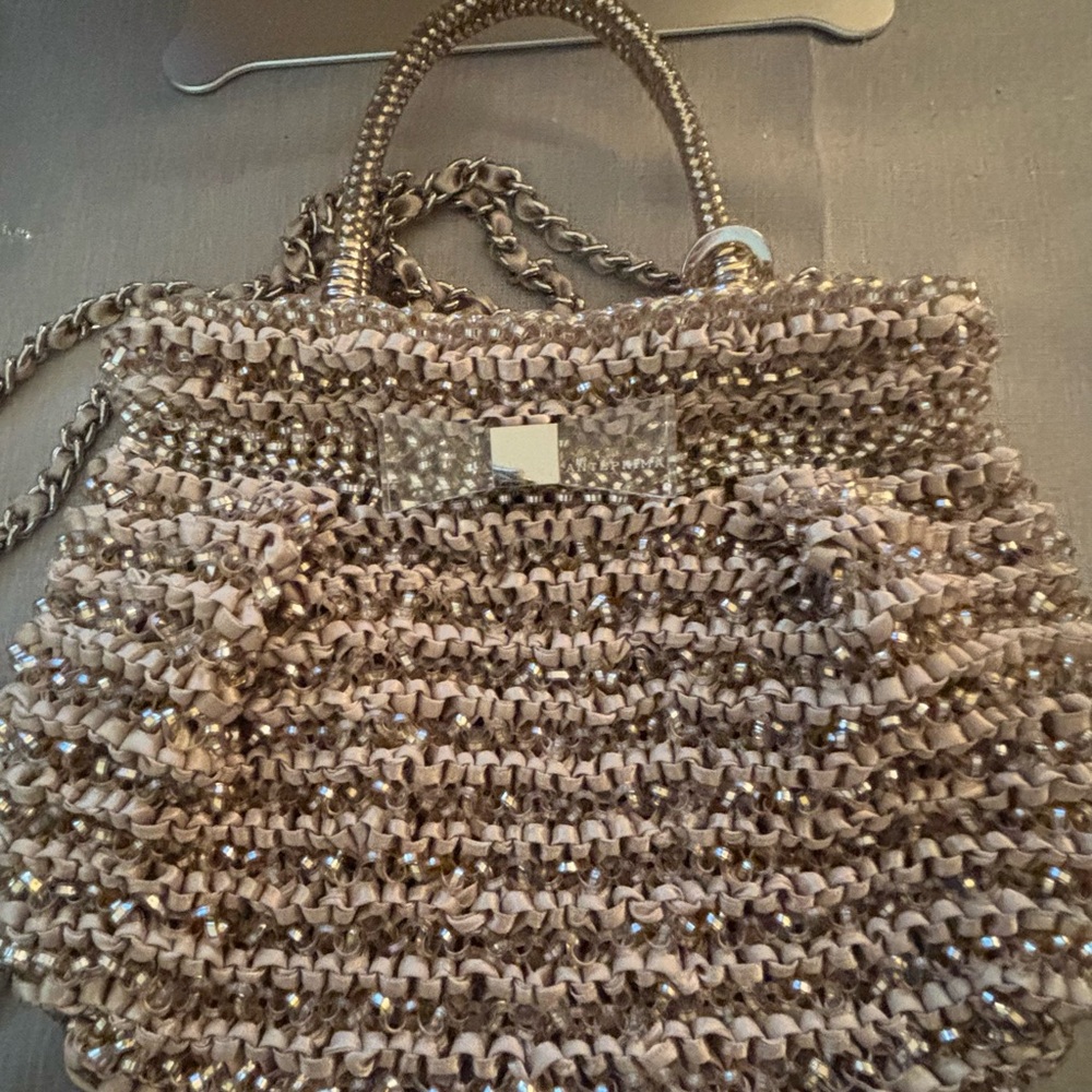 Elegant Metallic Knit Women's three way Shoulder Bag